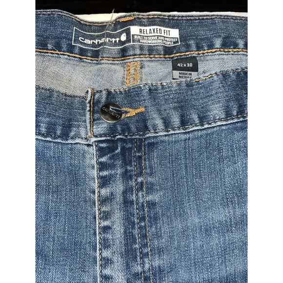 Carhartt Jeans‎ Men's 42x30 Light Wash Denim Pants Relaxed Fit Work Workwear - Picture 3 of 6